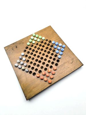 Damas Chinas - 4 jugadores - Madera y bolitas (canicas)